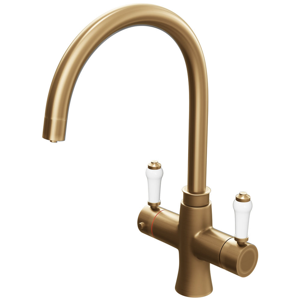 Marple Traditional Brushed Gold Instant Boiling Water Kitchen Tap (Includes Tap, Boiler + Filter)