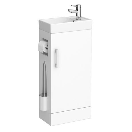 Milan Compact Complete Cloakroom Unit (Gloss White - Depth 220mm)