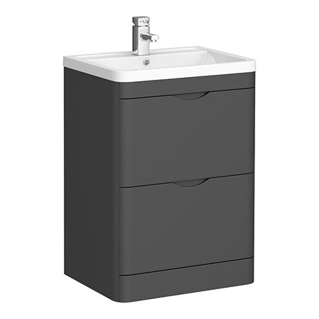 Monza Grey 600mm Floor Standing Vanity, 600 Wide Bathroom Vanity Unit