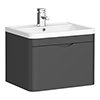 Monza Grey 600mm Wall Hung 1 Drawer Vanity Unit (Depth 450mm) profile small image view 1 