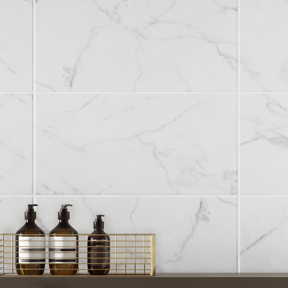 Massa Carrara Matt White Marble Ceramic Wall Tiles - 248 x 498mm