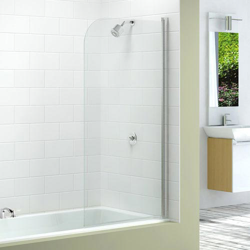 6mm Glass Signature Single Curved Hinged Bath Screen 1500mm High x 800mm Wide