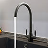 JTP Blink Matt Black Dual Lever Kitchen Sink Mixer profile small image view 1 