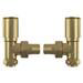 Modern Angled Radiator Valves - Brushed Brass | Victorian Plumbing UK