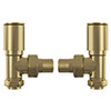 Modern Angled Radiator Valves - Brushed Brass | Victorian Plumbing UK