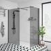 Arezzo 1900mm Grey Tinted Glass Wetroom Screen inc. Matt Black Profile + Support Arm profile small image view 2 