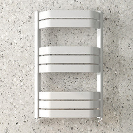 Milan Bow-Fronted White 850 x 550 Designer Flat Panel Heated Towel Rail
