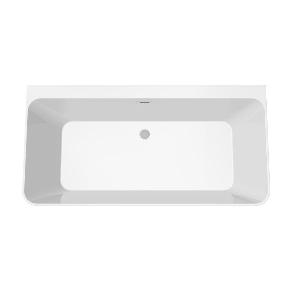 Mileto Square Back to Wall Modern Bath (1500 x 760mm with Chrome Waste ...