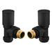 Arezzo Modern Angled Radiator Valves incl. 180mm Stand Pipes - Matt Black profile small image view 2 