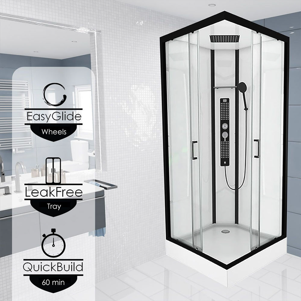 Insignia Monochrome 900 x 900mm Square Corner Shower Cabin MC90SQ