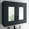 Chatsworth Graphite 2-Door Mirror Cabinet - 690mm Wide with Matt Black Handles profile small image view 1 