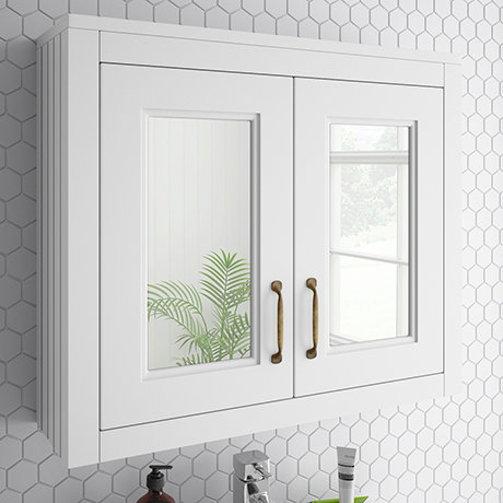Chatsworth 690mm White 2-Door Mirror Cabinet