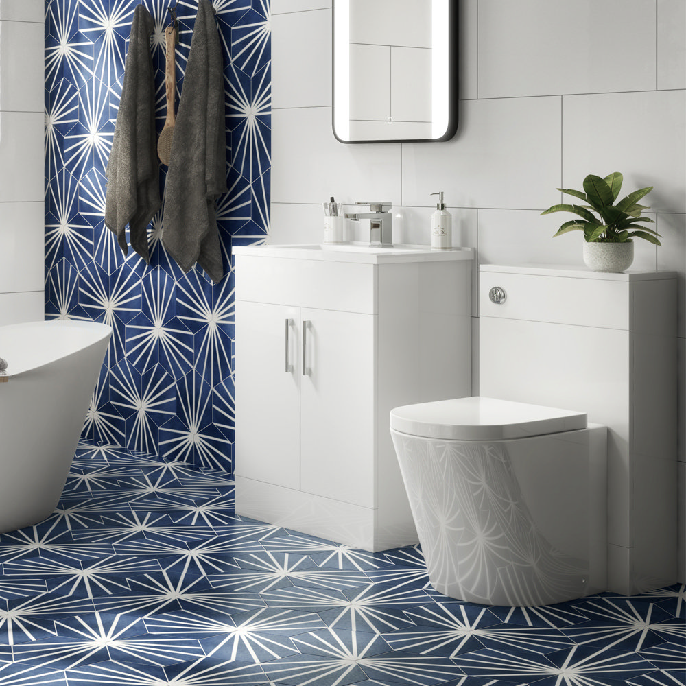 Toreno Cloakroom Suite inc. Modern Toilet (White Gloss)