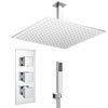 Milan Shower Package (inc. 400x400mm Square Rainfall Shower Head + Wall Mounted Handset) profile small image view 1 