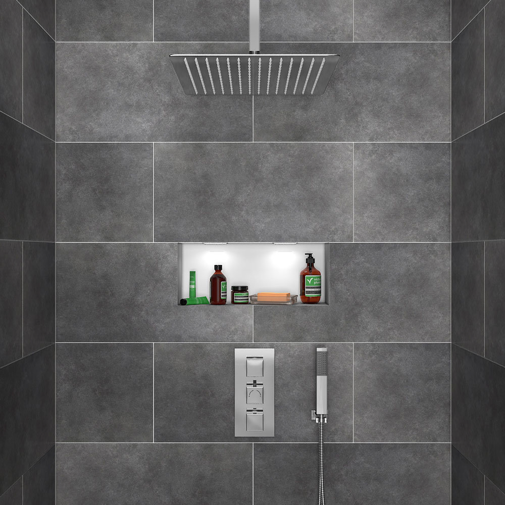 Milan Shower Package (inc. 400x400mm Square Rainfall Shower Head + Wall