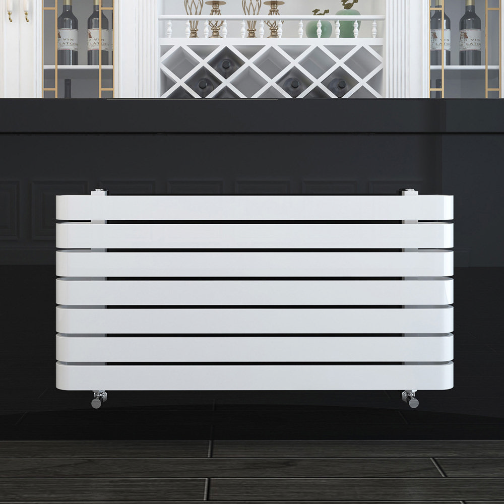 white flat panel heated towel rail