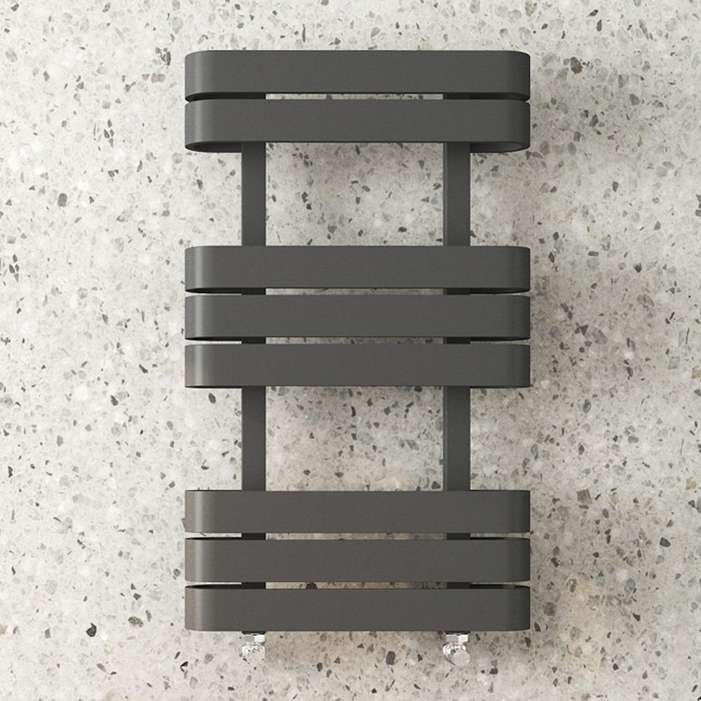 Milan Curved Anthracite 850 x 500 Designer Flat Panel Heated Towel Rail