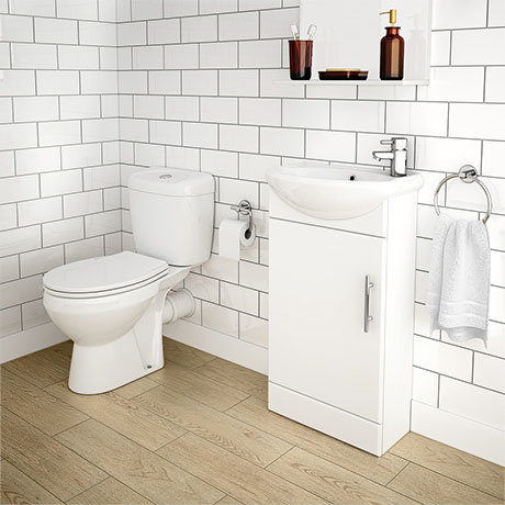 Melbourne Close Coupled Toilet with 420mm Cabinet + Basin Set