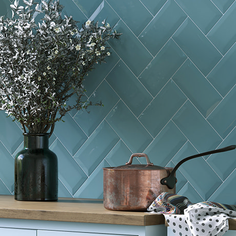Victoria Metro Wall Tiles - Gloss Grey Blue - 20 x 10cm