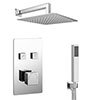 Milan Square Push-Button Shower Valve Pack with Handset + Rainfall Shower Head profile small image view 1 