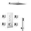 Milan Square Push-Button Shower Valve Pack with Handset, 4 Body Jets + Shower Head profile small image view 1 