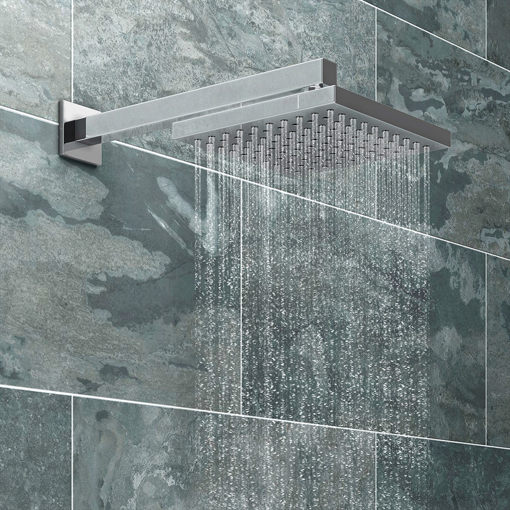Milan 200 x 200mm Fixed Square Shower Head with Wall Mounted Arm at