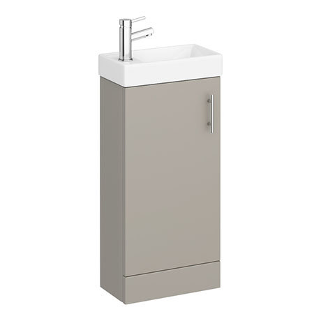 Milan W400 x D222mm Stone Grey Compact Floor Standing Basin Unit