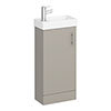 Milan W400 x D222mm Stone Grey Compact Floor Standing Basin Unit profile small image view 1 