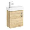 Milan W400 x D222mm Natural Oak Effect Compact Wall Hung Basin Unit profile small image view 1 