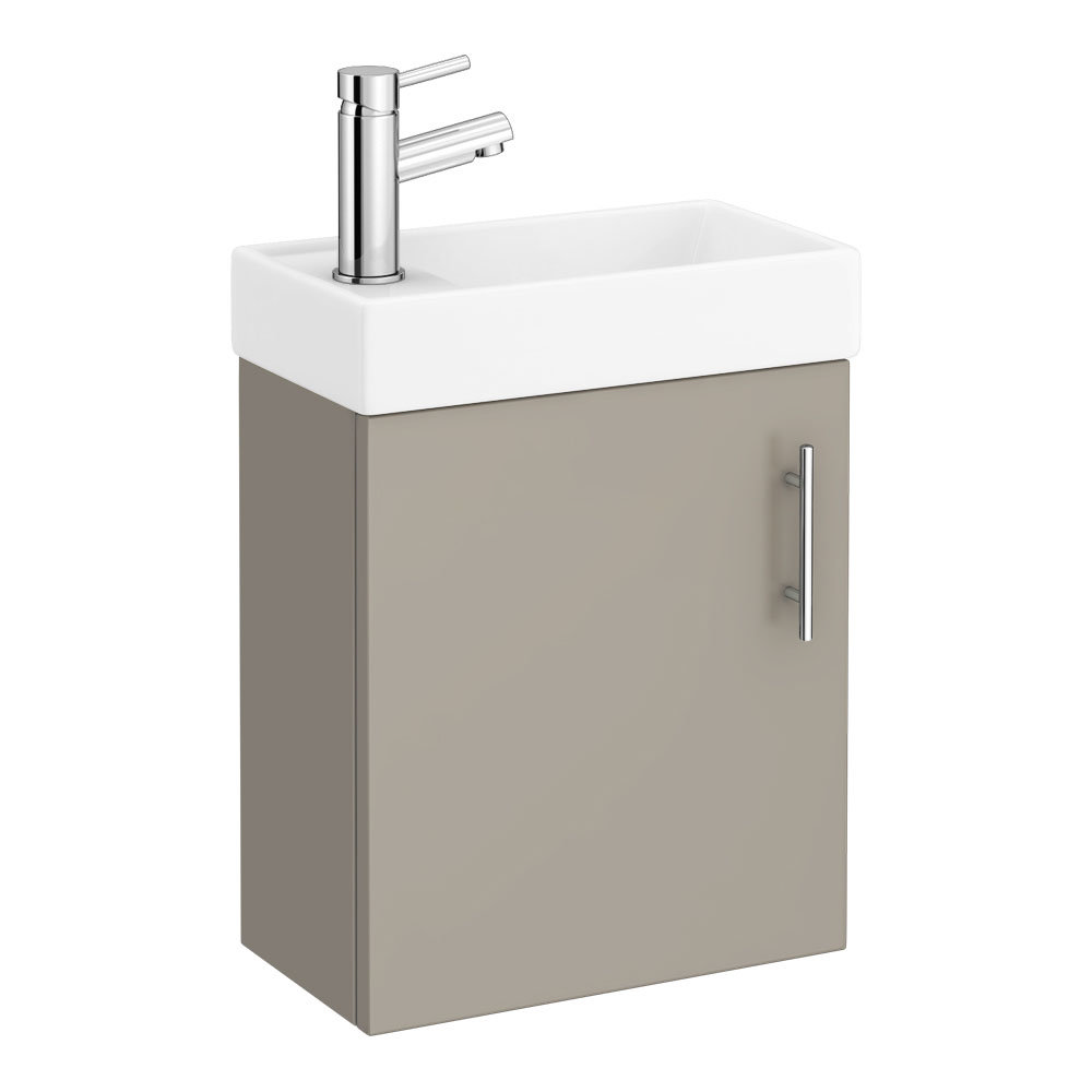 Milan W400 x D222mm Stone Grey Compact Wall Hung Basin Unit Victorian
