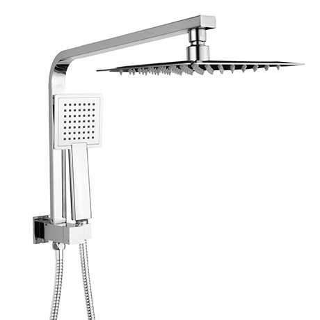 Milan 200 x 200mm Square Shower Kit with Fixed Head, Diverter, + Integrated Handset
