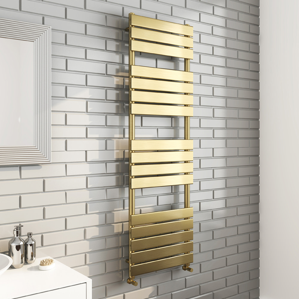 Arezzo Brushed Brass 1600 x 500 Heated Towel Rail Victorian Plumbing UK