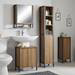 Milan Industrial Matt Black Framed Under Basin Cabinet - Wood Effect profile small image view 5 