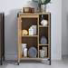 Milan Industrial Matt Black Framed Open Shelf Bathroom Storage Unit - Wood Effect profile small image view 3 
