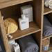 Milan Industrial Matt Black Framed Open Shelf Bathroom Storage Unit - Wood Effect profile small image view 4 