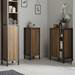 Milan Industrial Matt Black Framed Open Shelf Bathroom Storage Unit - Wood Effect profile small image view 5 