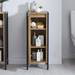 Milan Industrial Matt Black Framed 1-Door Bathroom Storage Unit - Wood Effect profile small image view 4 