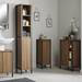 Milan Industrial Matt Black Framed 1-Door Bathroom Storage Unit - Wood Effect profile small image view 6 