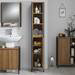 Milan Industrial Matt Black Framed Tall Bathroom Storage Unit - Wood Effect profile small image view 4 