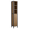 Milan Industrial Matt Black Framed Tall Bathroom Storage Unit - Wood Effect profile small image view 1 