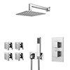 Milan Square Modern Shower System with Handset, 4 Body Jets + 200 x 200mm Shower Head profile small image view 1 