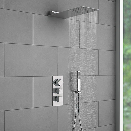 Milan Square Shower Package incl. Flat Fixed Head + Handset