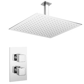 Milan Twin Concealed Thermostatic Valve + 400x400mm Rainfall Shower Head