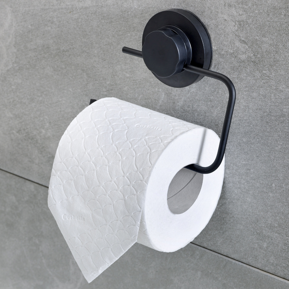 Milan Matt Black Toilet Roll Holder with Suction Fixing | Victorian ...