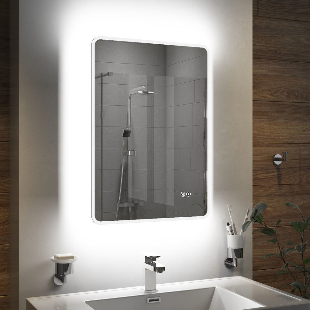 Toreno 500x700mm Ambient Colour Change, Small Cream Vanity Mirror With Lights And Bluetooth