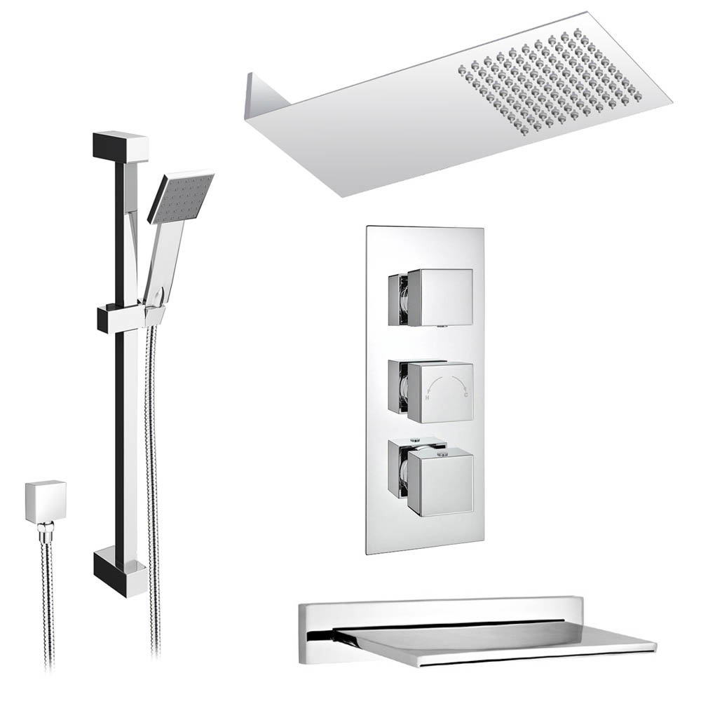 Milan Modern Shower Package (Fixed Shower Head, Riser Rail Kit