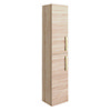 Brooklyn Natural Oak Wall Hung Tall Storage Cabinet with Brushed Brass Handles profile small image view 1 