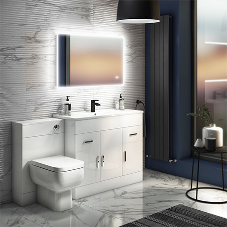 Toreno 1300mm Gloss White Vanity Unit Bathroom Suite - Depth 400/200mm