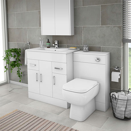 Turin 1300mm Gloss White Vanity Unit Bathroom Suite Depth 400 200mm At Victorian Plumbing Uk