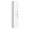 Brooklyn Gloss White Wall Hung Tall Storage Cabinet with Matt Black Handles profile small image view 1 